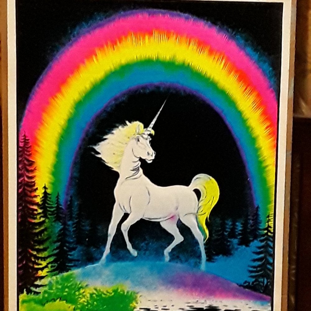 VINTAGE BLACK POSTER ,UNICRON IN PARADISE